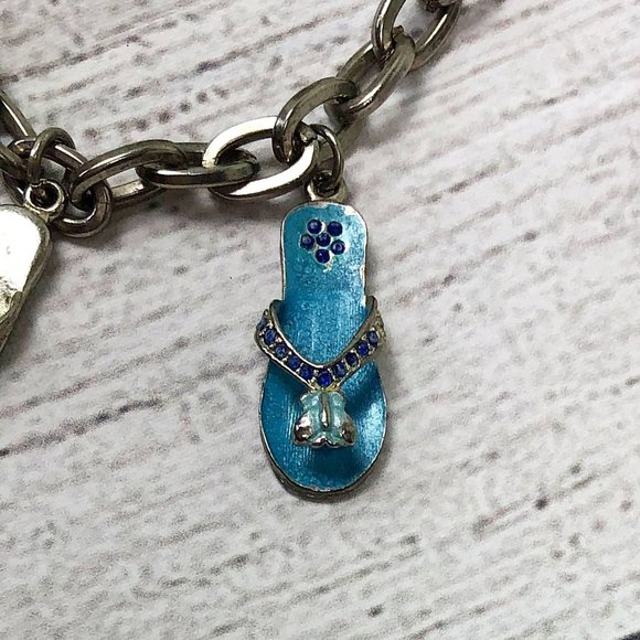 $5 CLEARANCE! Girls Flip Flop Charm Silver Charm Bracelet - Picture 8 of 9